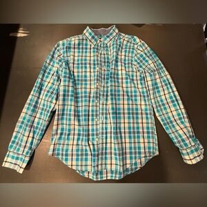 American Eagle Blue Plaid Button Up Shirt Men's Medium Long Sleeve